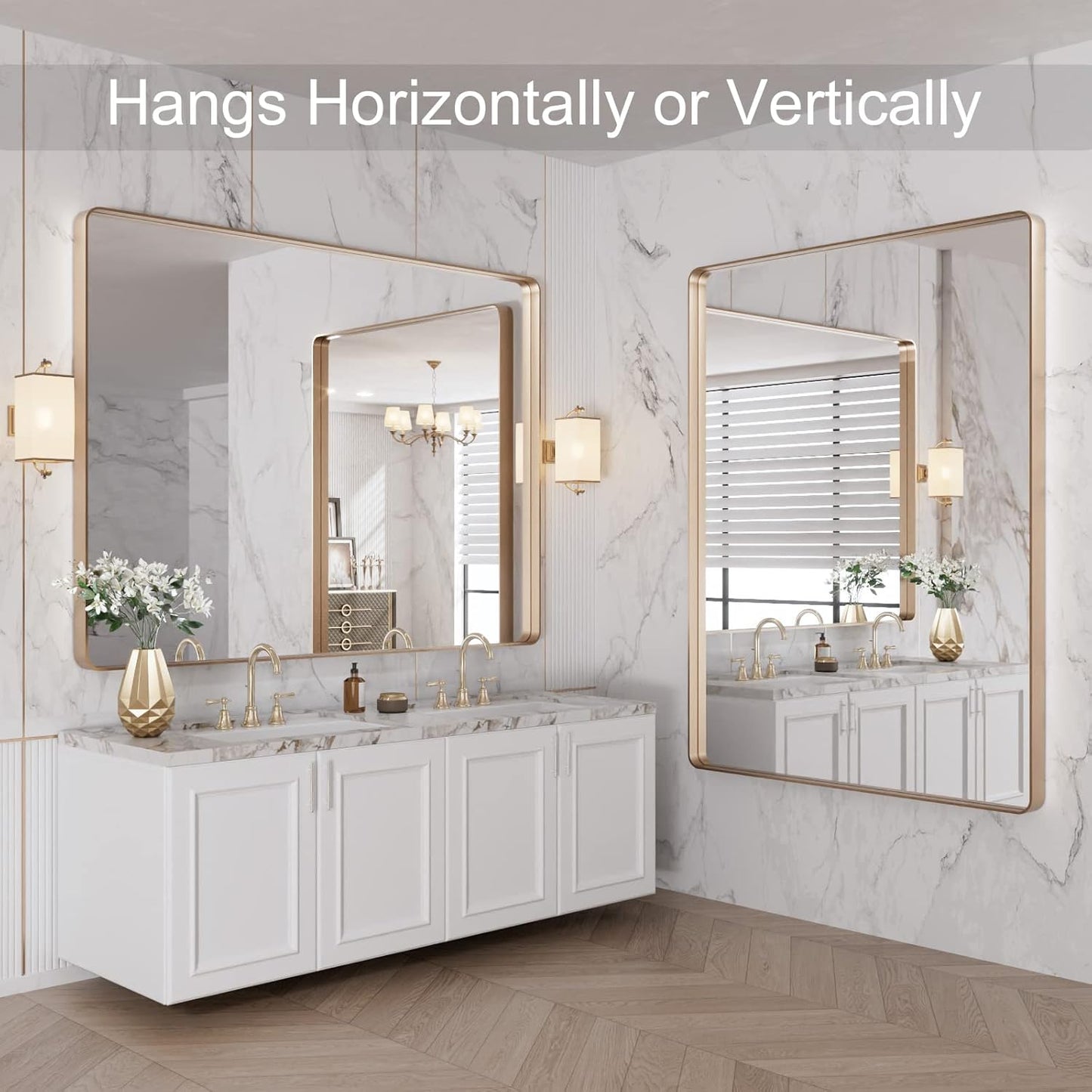 🪞 Rectangle Wall Mirror – Stylish & Flexible Mounting ✨