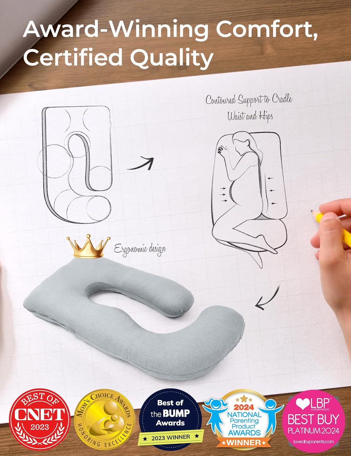 🌙 U-Shaped Maternity Pillow – Full-Body Comfort for Moms-to-Be 🤰