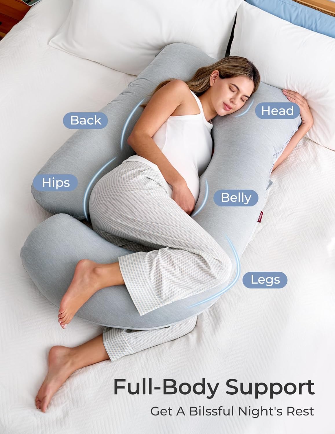 🌙 U-Shaped Maternity Pillow – Full-Body Comfort for Moms-to-Be 🤰