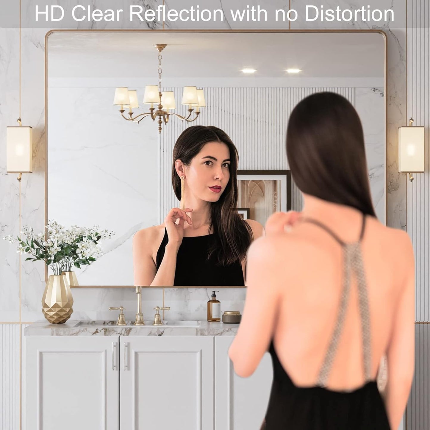🪞 Rectangle Wall Mirror – Stylish & Flexible Mounting ✨