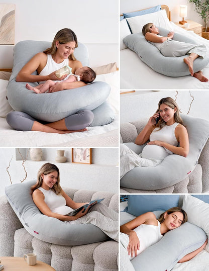 🌙 U-Shaped Maternity Pillow – Full-Body Comfort for Moms-to-Be 🤰